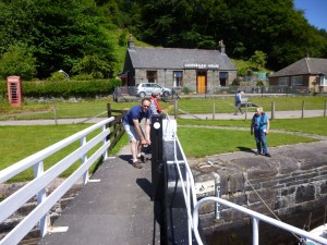 Peter working the sluice